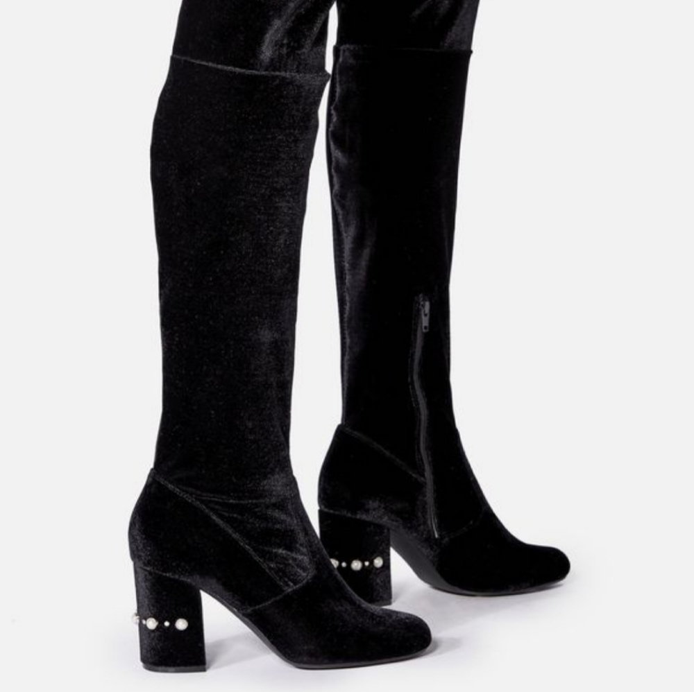 NEW!JustFab over the knee crushed velvet boots